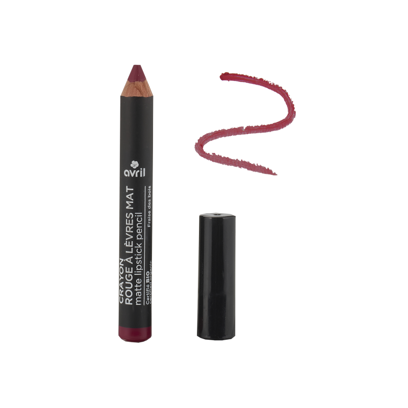 Deep red lipstick pencil-Fraise de Bois Avril Pencils  Available on Yumibio.com
