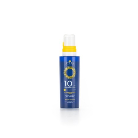 Sun tanning oil SPF 10 Gyada Cosmetics Organic tanning oil  Available on Yumibio.com