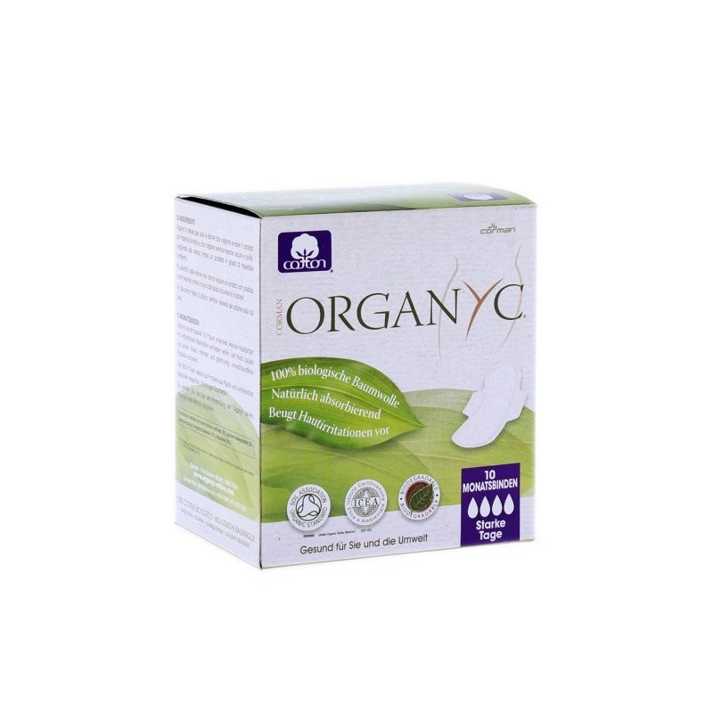 Absorbent Night With Wings in cotton Bio - intense flow Organyc Absorbent  Available on Yumibio.com