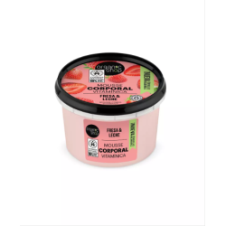 Mousse Hydratante Corporelle à la Fraise et Lait Organic Shop Crèmes Organiques Pour Le Corps   Disponible sur Yumibio.com