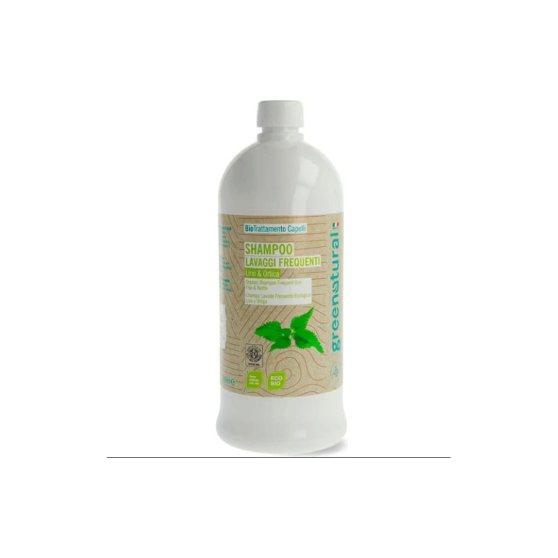 Greenatural  Shampoo Lavaggi Frequenti Lino e Ortica 1 LT  Shampoo bio capelli grassi
