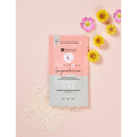 Powder bath-Velvety and Nourishing La Saponaria Organic Bubble Bath  Available on Yumibio.com