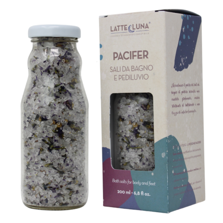 Bath Salts and Foot Bath Lavender and Lemon Balm-Pacifier Latte e Luna Organic Bubble Bath  Available on Yumibio.com