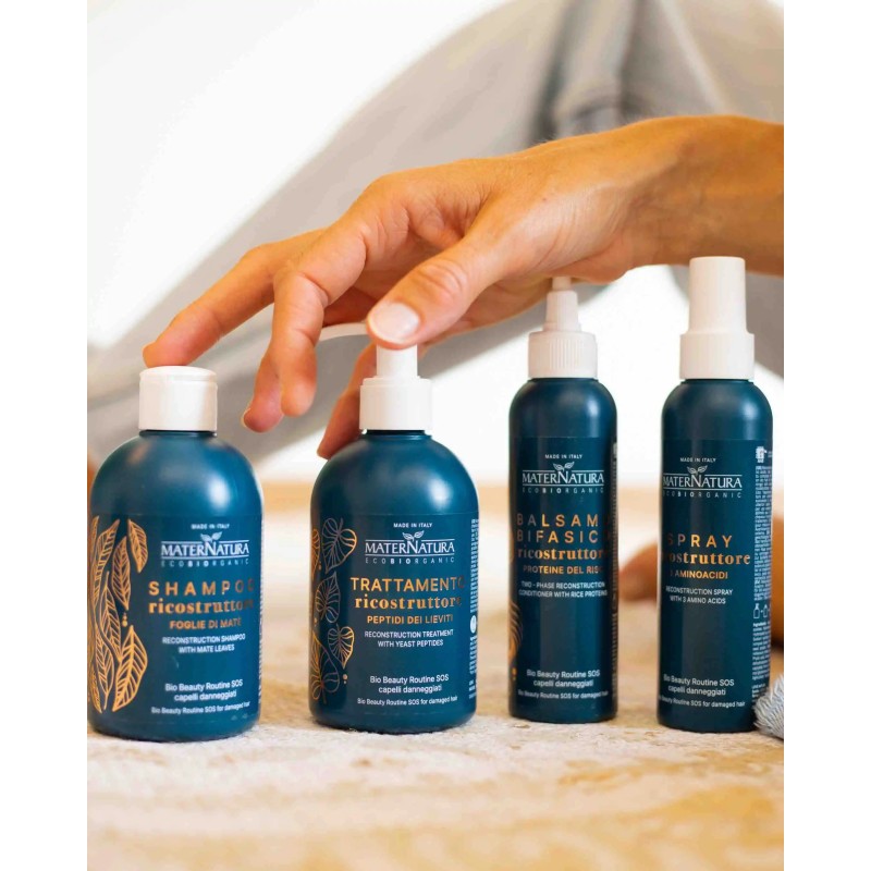 Bio Beaut Routine SOS Routine-Damaged Hair Maternatura Shampoo Dry and treated hair  Available on Yumibio.com