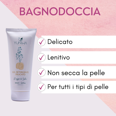 Gel douche Doux-Raggio di Sole-200 ml Yuniwa Cosmetics Bain Moussant Bio   Disponible sur Yumibio.com