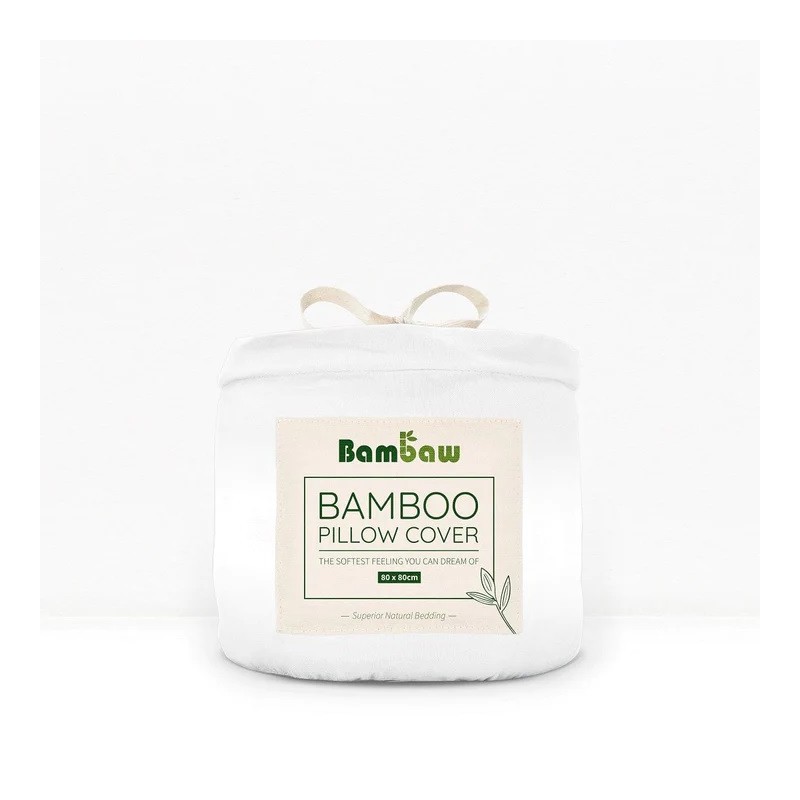Taie d'Oreiller en Soie de Bambou Végétalienne-Blanc Bambaw Accessoires   Disponible sur Yumibio.com