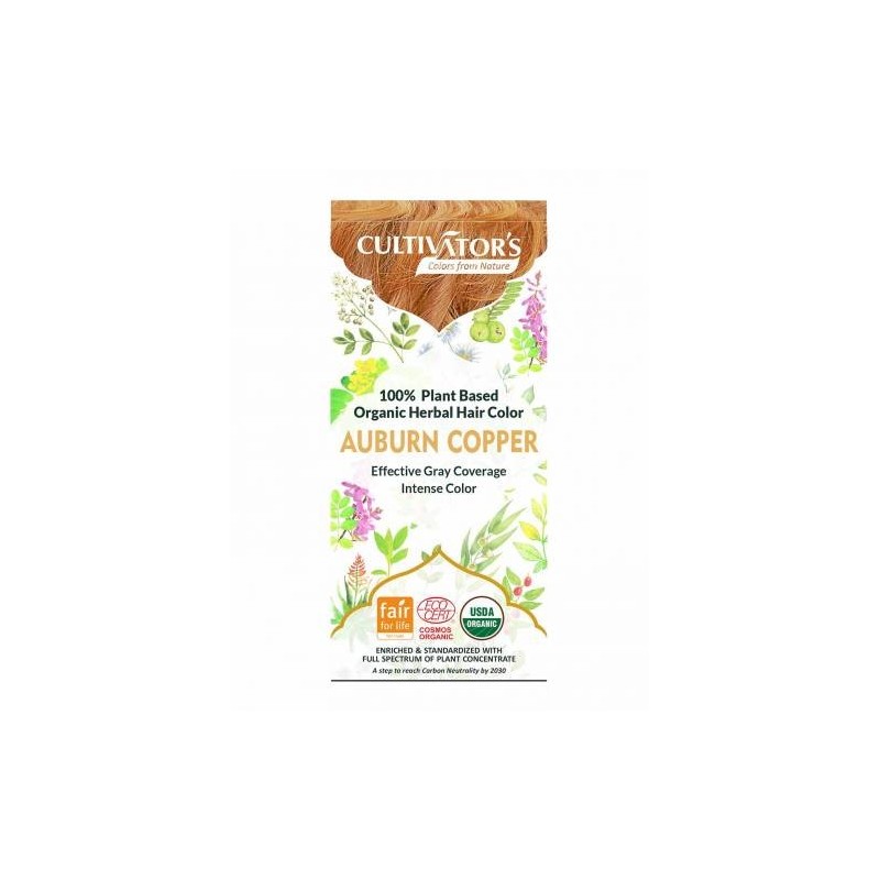 Hennè Auburn Copper Cultivator's Couleurs végétales et Henne   Disponible sur Yumibio.com