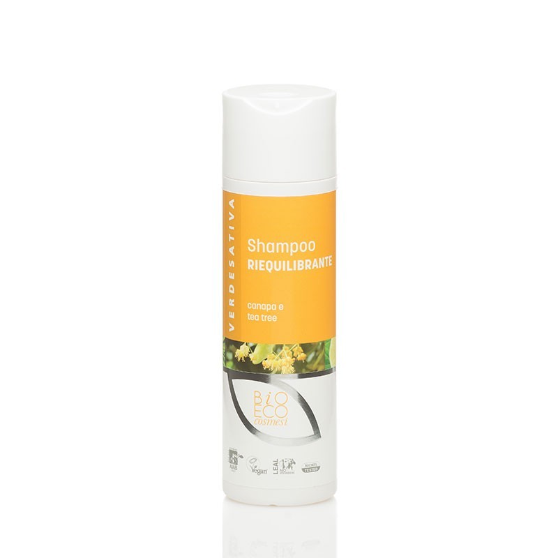 Hemp and Tea Tree Rebalancing Shampoo Verdesativa Shampoo bio oily hair  Available on Yumibio.com