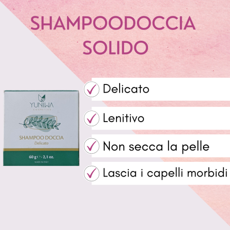 Yuniwa Cosmetics  Shampoo Doccia Solido  Shampoo bio capelli lisci