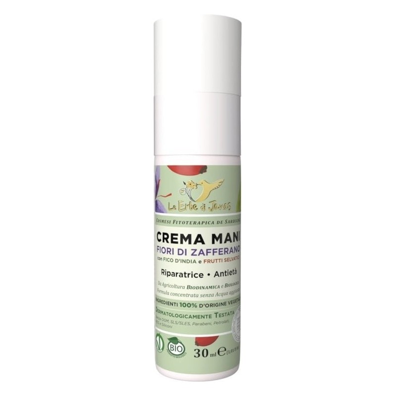 Repairing Hand Cream with Saffron Flowers and Prickly Pear Le Erbe di Janas Hand and Nail Care  Available on Yumibio.com