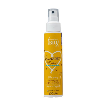 Huile solaire SPRA Corpo corps et cheveux SPF6 Parentesi Bio Crème solaire pour les cheveux   Disponible sur Yumibio.com