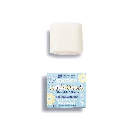 Biodeo Solid Neutral-Cotton Cloud La Saponaria Deodorant  Available on Yumibio.com