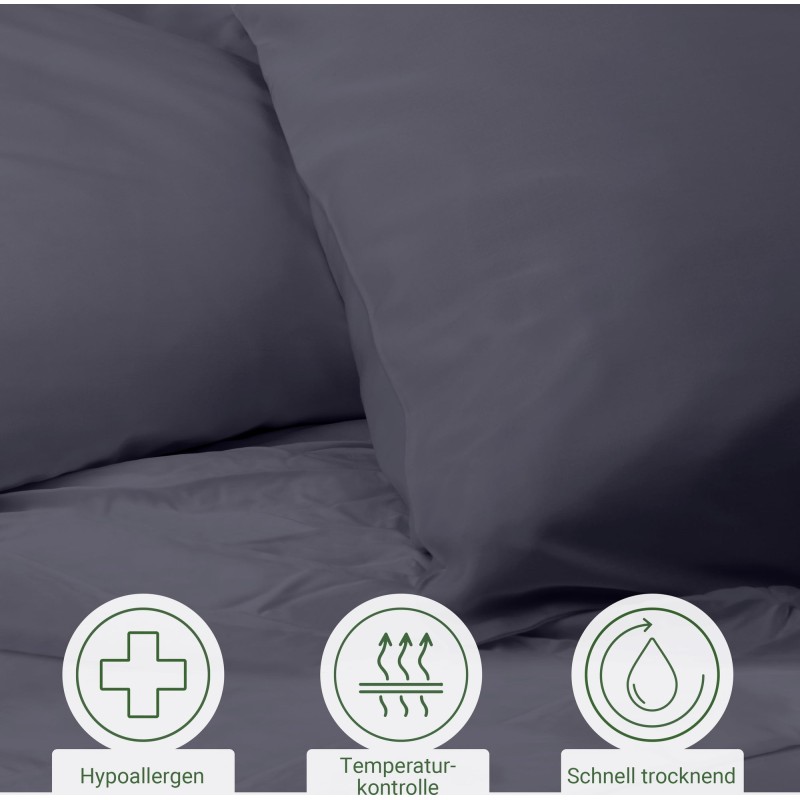 Pair of Dark Gray Vegan Bamboo Silk Pillowcases Bambaw Accessories  Available on Yumibio.com