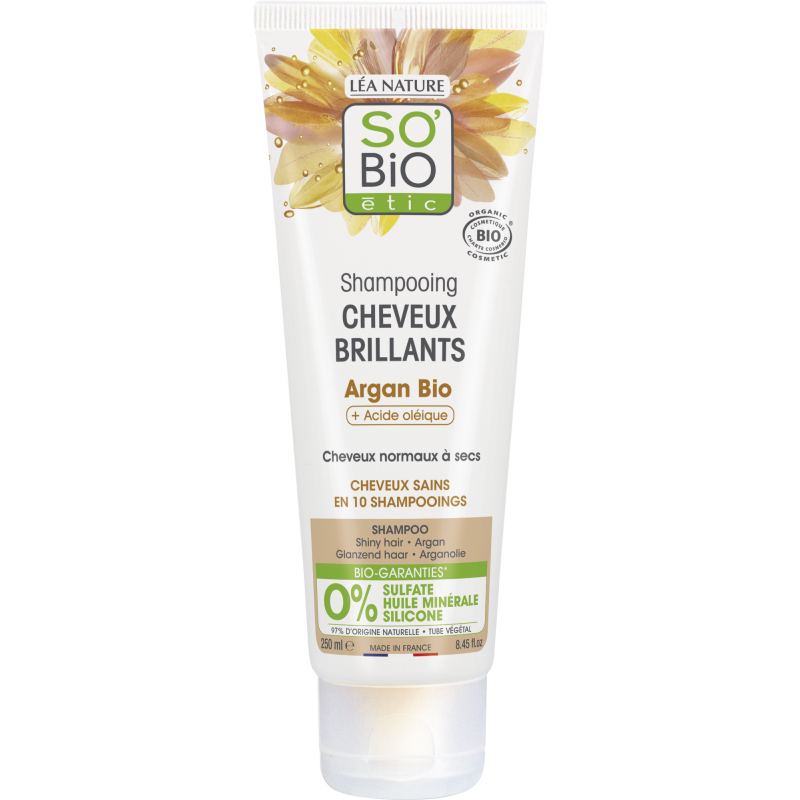 SO’BiO étic  Shampoo Nutriente ed Illuminante con Argan ed Acido Oleico  Shampoo Capelli Secchi e Trattati