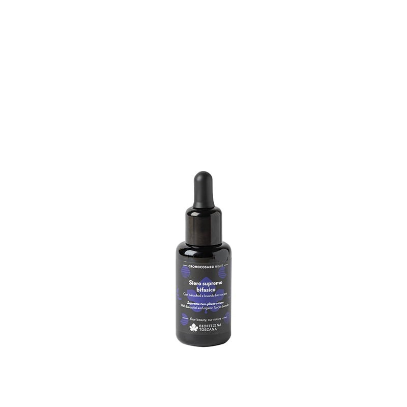 Supreme Biphasic Face and Neck Serum with Bakuchiol Biofficina Toscana Whey  Available on Yumibio.com