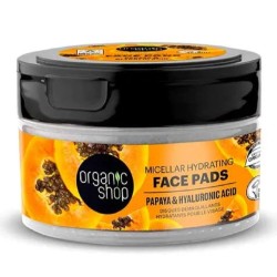 Organic Shop  Pads Viso Idratante con Papaya ed Acido Ialuronico  Detergente viso