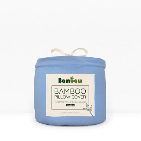 Coppia di Federe Piccole in Seta Vegana di Bambu - Azzurra Bambaw Accessoires   Disponible sur Yumibio.com