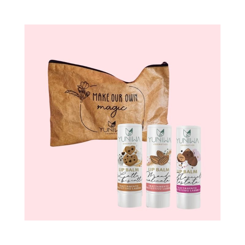Set Regalo Yumibio  Set Lipbalm - Nocciola, Mandorla, Latte e Biscotti  Idee Regalo