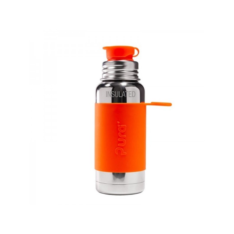 Pura  Bottiglia Termica in acciaio 425 ml con Tappo Sport - Arancione  Mamma e Bimbo
