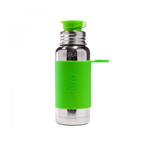 Pura  Bottiglia Termica in acciaio 425 ml con Tappo Sport - Verde  Mamma e Bimbo