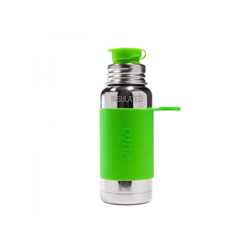 Pura  Bottiglia Termica in acciaio 425 ml con Tappo Sport - Verde  Mamma e Bimbo