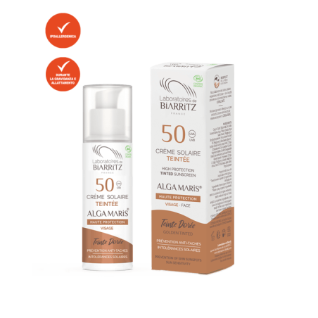 Laboratoires de Biarritz  Crema Solare Colorata per il Viso SPF 50 - Dorée  Protezione Solare bio