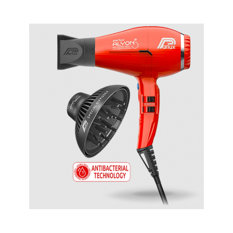 Phon PARLUX Alyon + Diffusore MagicSense Rosso  Spazzole e Phon