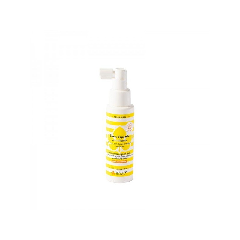 Biofficina Toscana  Spray Doposole Scintillante con Elicriso e Verbasco  Dopo Sole bio