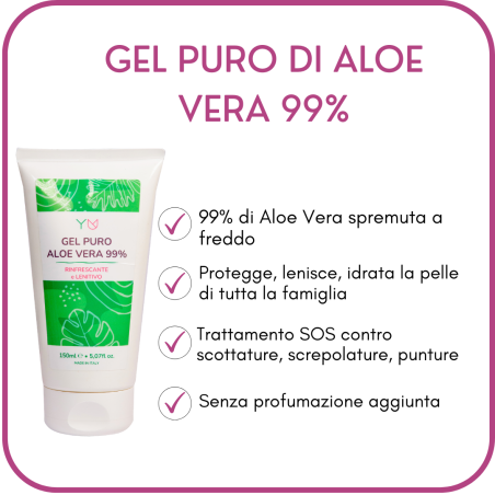 Yuniwa Cosmetics  Gel Puro di Aloe Vera 99%  Estratti