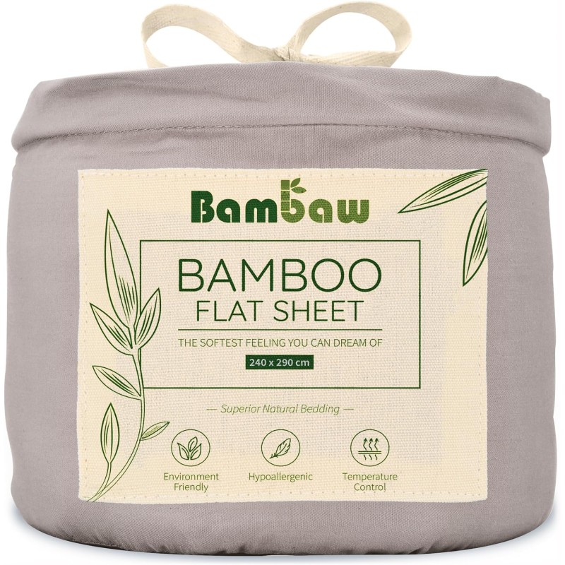 Bambaw  Lenzuolo di Sopra in Seta di Bambù - Grigio  Accessori