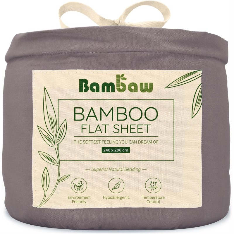 Bambaw  Lenzuolo di Sopra in Seta di Bambù - Grigio Scuro  Accessori