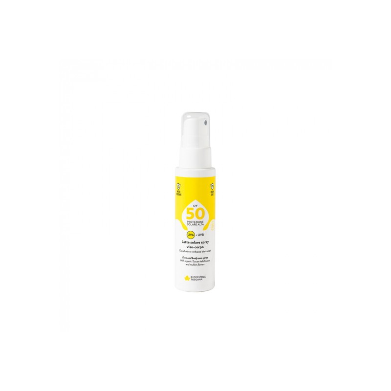 Biofficina Toscana  Latte solare spray viso-corpo SPF50  Protezione Solare bio