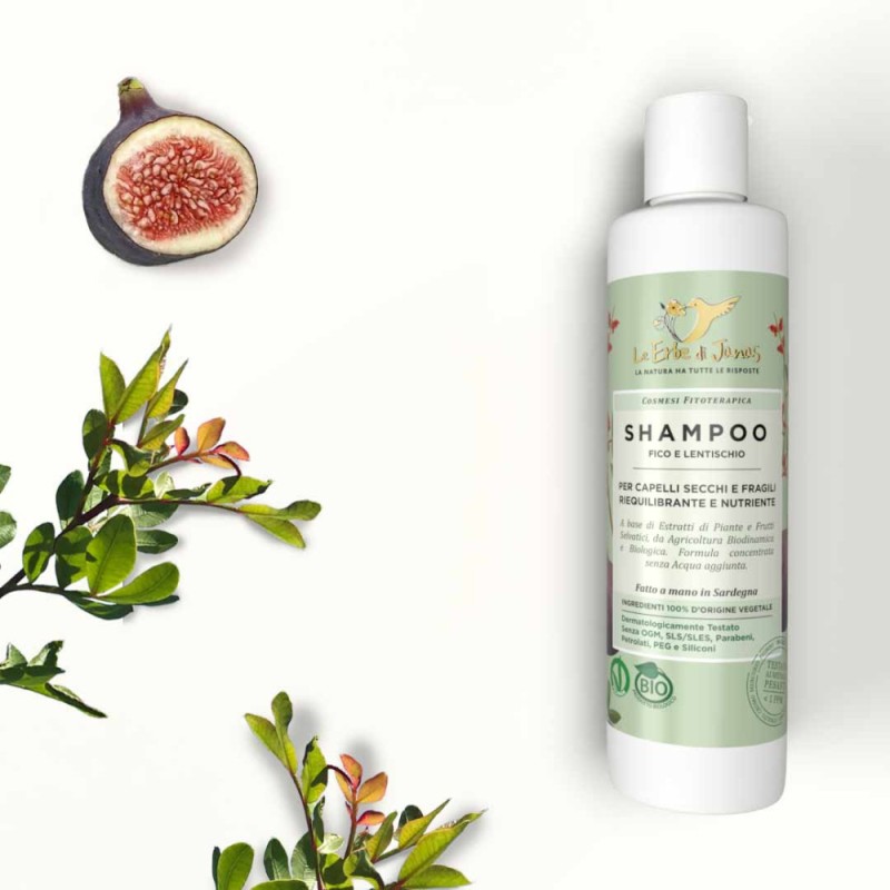 Le Erbe di Janas  Shampoo per Capelli Secchi con Fico e Lentischio  Shampoo Capelli Deboli