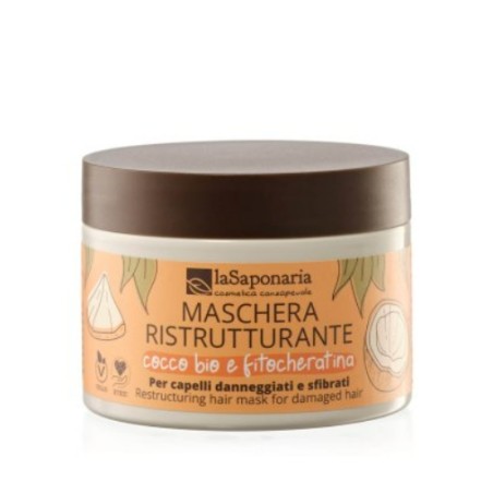 La Saponaria  Maschera Ristrutturante Cocco Bio e Fitocheratina  Maschere