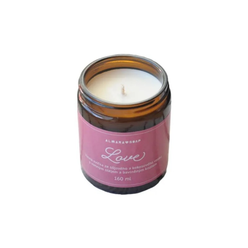 Almara Soap  Candela Profumata LOVE – Fragranza di Ciliegie Nere  Profumatori per Ambiente