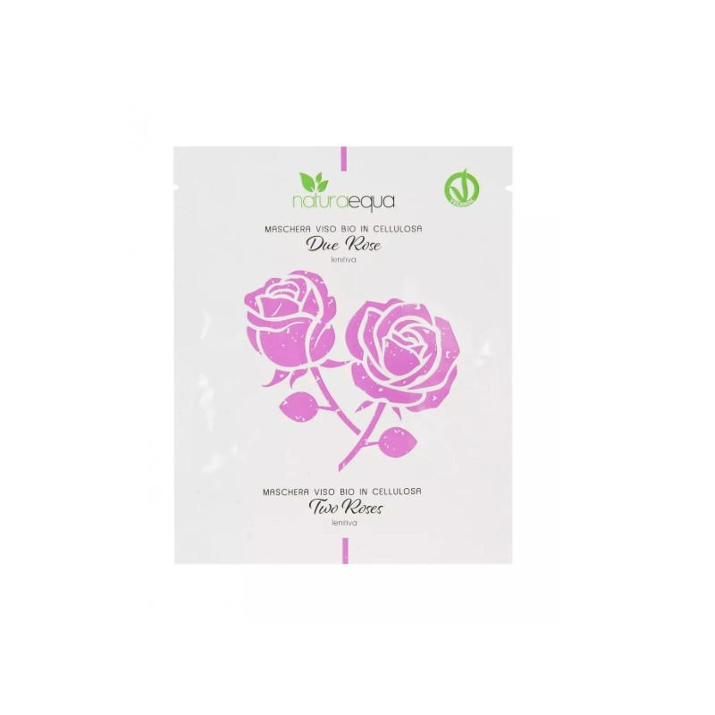 Naturaequa  Maschera Viso Bio in Cellulosa Due Rose – Lenitiva  Maschere Viso