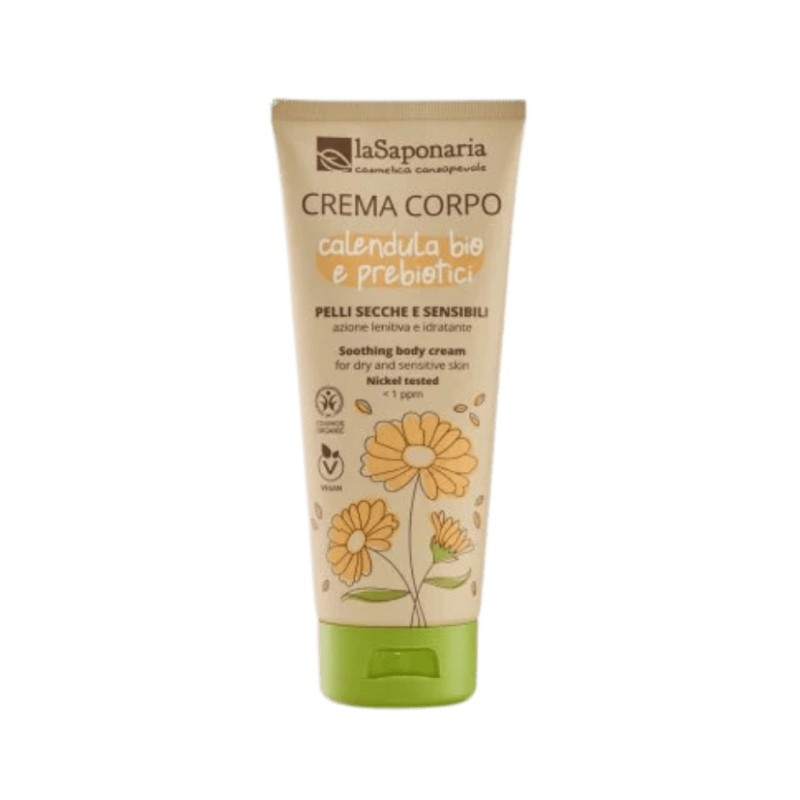 La Saponaria  Crema corpo pelli secche e sensibili – Calendula Bio e Prebiotici  Creme Corpo Bio