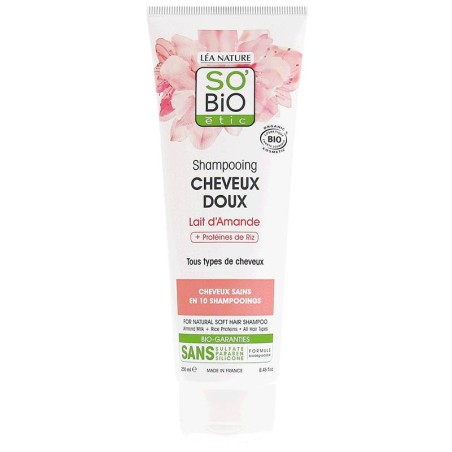 Shampoo Sweet Almond Milk and Rice Proteins SO’BiO étic Shampoo  Available on Yumibio.com