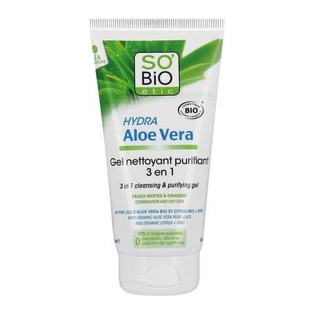 SO’BiO étic  Gel purificante all'aloe 3 in 1  Detergente viso