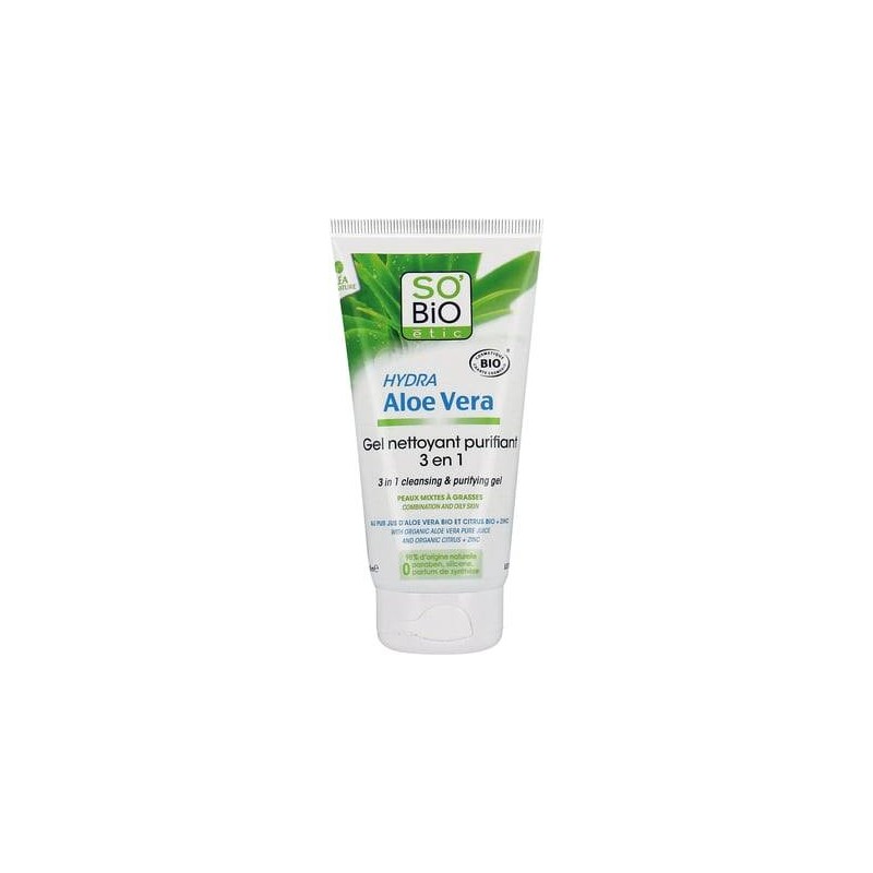 Gel purifying the aloe 3 in 1 SO’BiO étic Detergents  Available on Yumibio.com