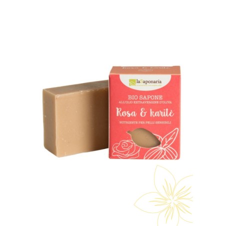 Bio savon Délicat de Rose et Beurre de Karité La Saponaria Sapone Solido   Disponible sur Yumibio.com