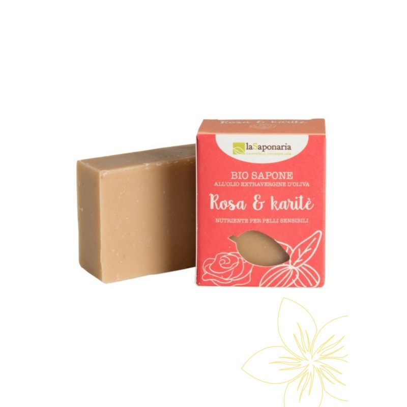 La Saponaria  Sapone Bio Delicato Rosa e Burro di Karitè  Saponi