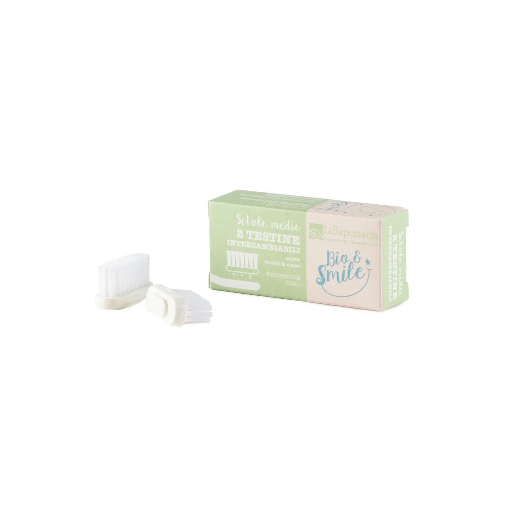 2 Testine Intercambiabili - Setole Medie - La Saponaria