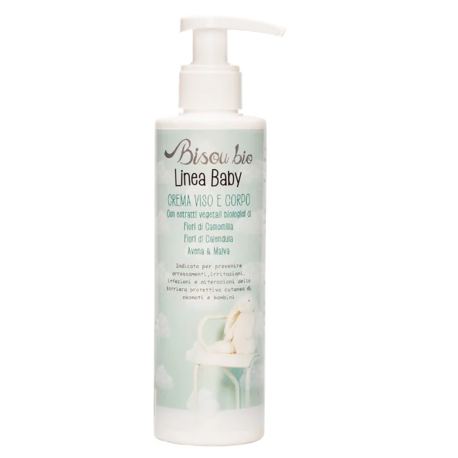 Baby Crema Viso e Corpo Camomilla Calendula Avena Malva - Bisou Bio