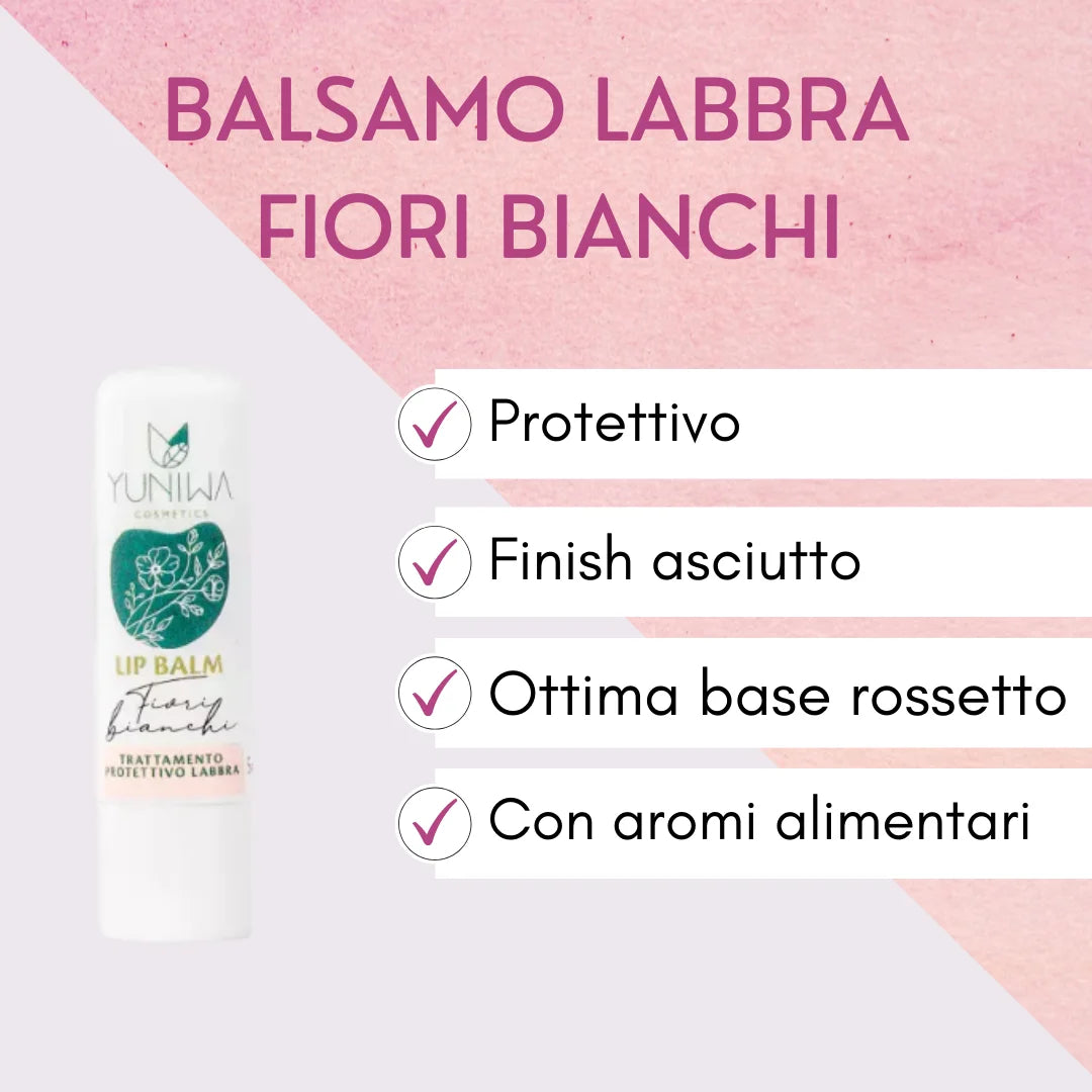 Balsamo Labbra Protettivo - Fiori Bianchi - Yuniwa Cosmetics