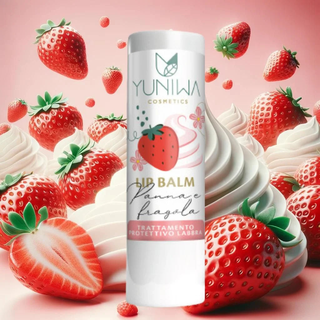 Balsamo Labbra Protettivo - Panna e Fragola - Yuniwa Cosmetics Yumibio