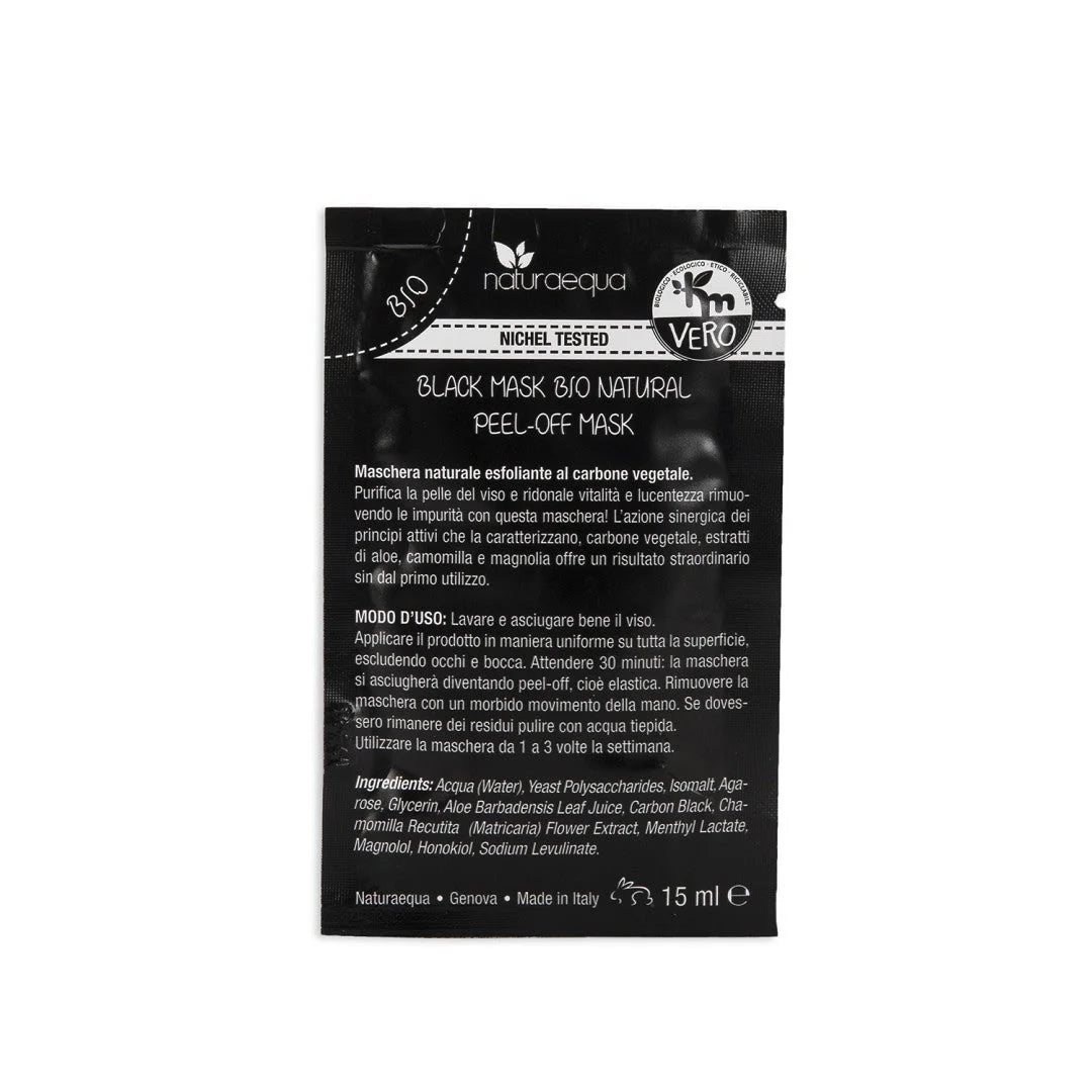 Black Mask Peel Off Bio al Carbone Vegetale - Monodose - Naturaequa