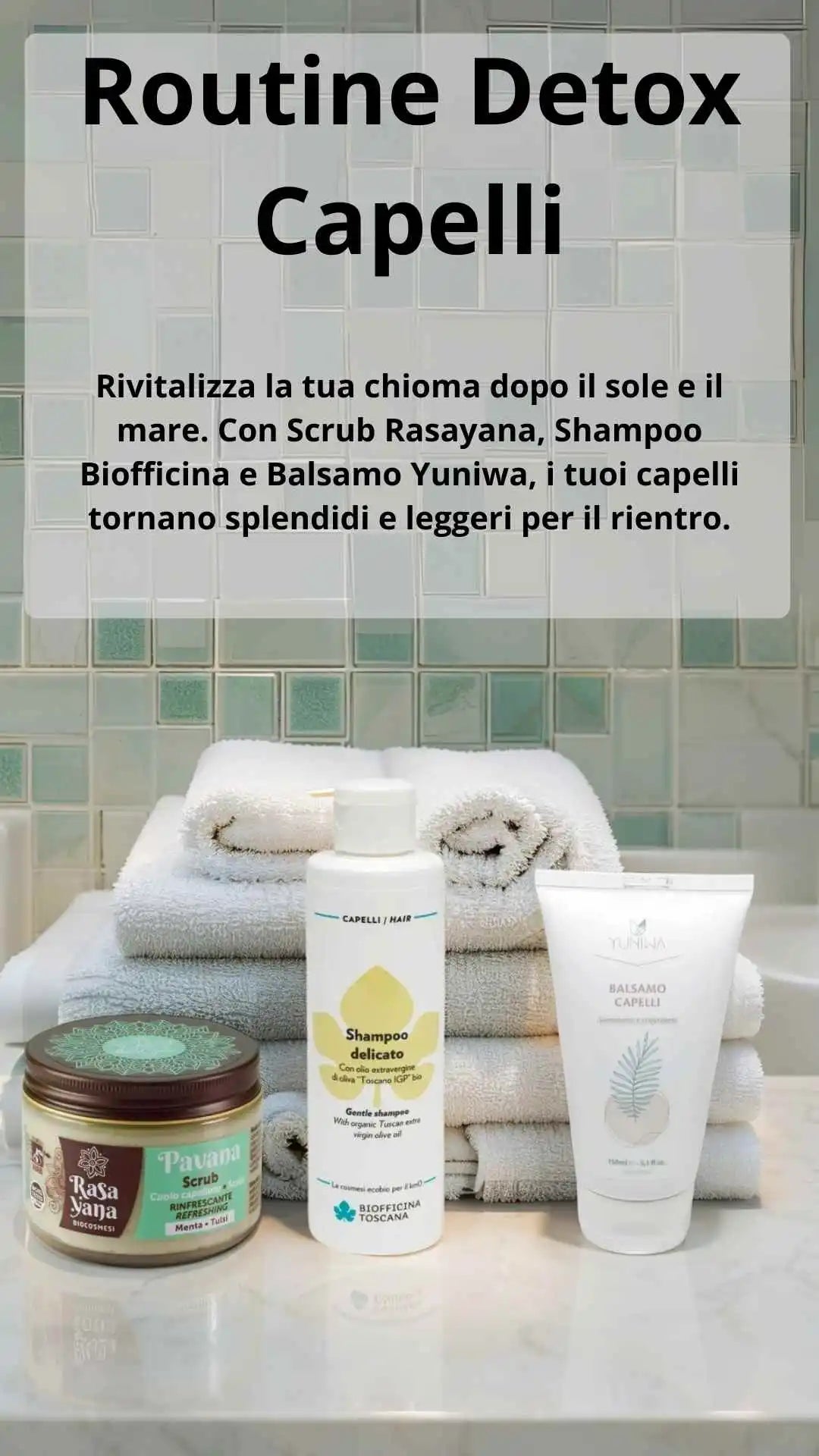 Set di prodotti per la cura dei capelli per disintossicare e rivitalizzare.