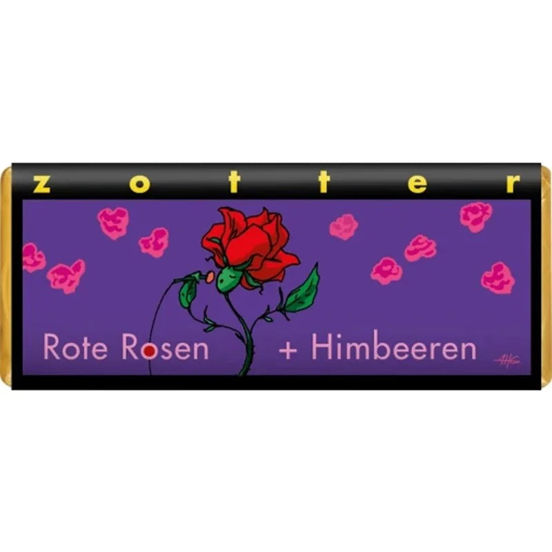 Cioccolato al Latte con Marzapane alle Rose e Lamponi - Zotter
