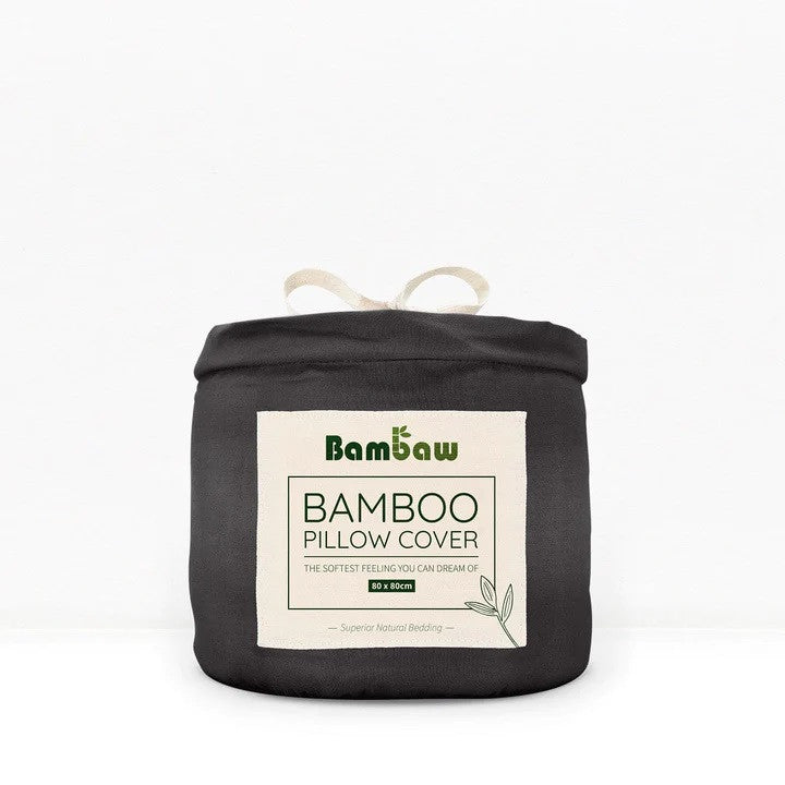 Taie d'Oreiller en Soie Vegan Bambou Noir